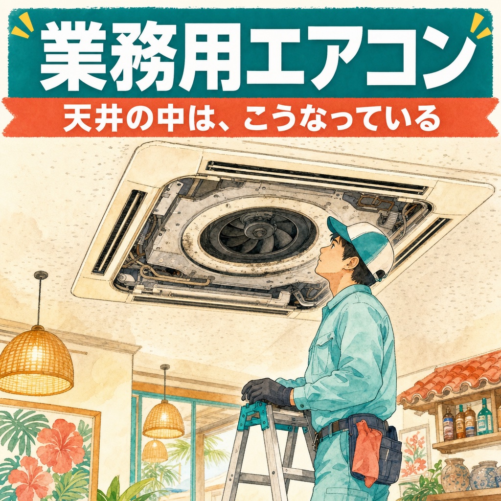 天井埋込型の業務用エアコンのクリーニングについて解説（住まい119・沖縄）