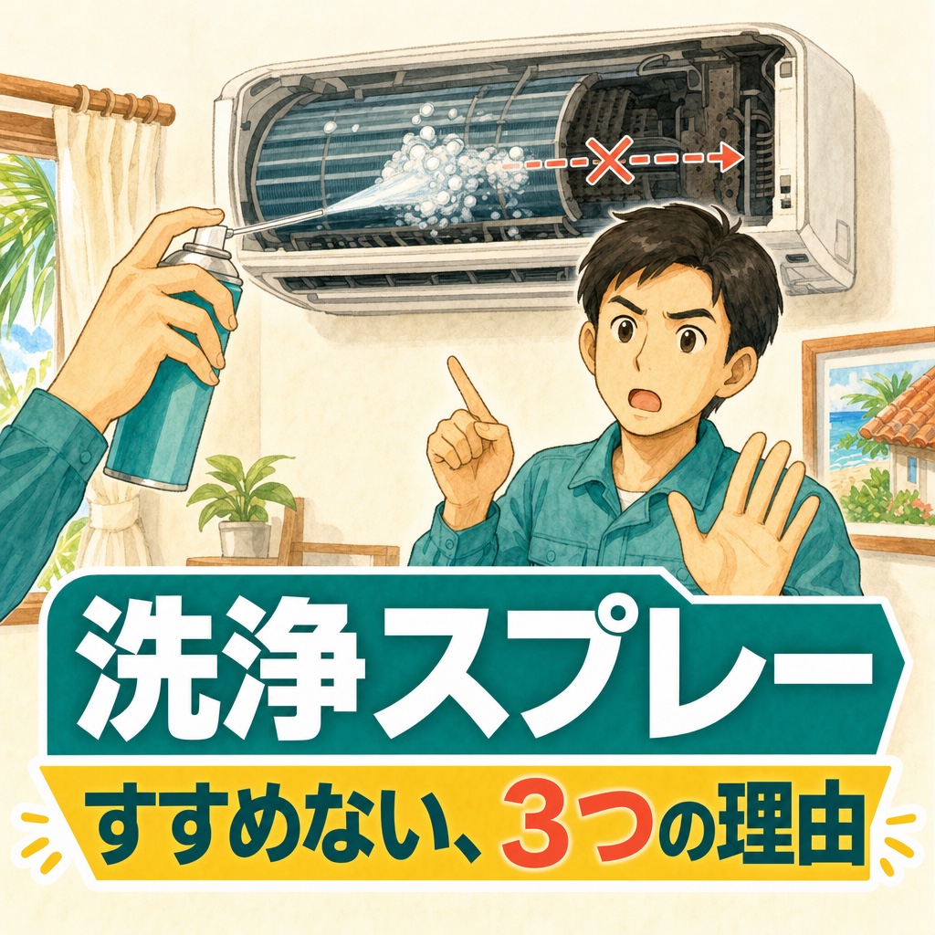 市販のエアコン洗浄スプレーをすすめない理由を解説(住まい119・沖縄)