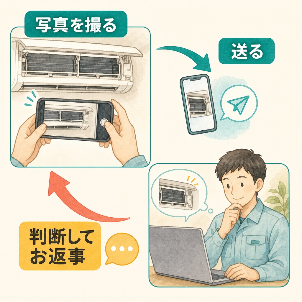 写真を送って事前に相談する流れの図