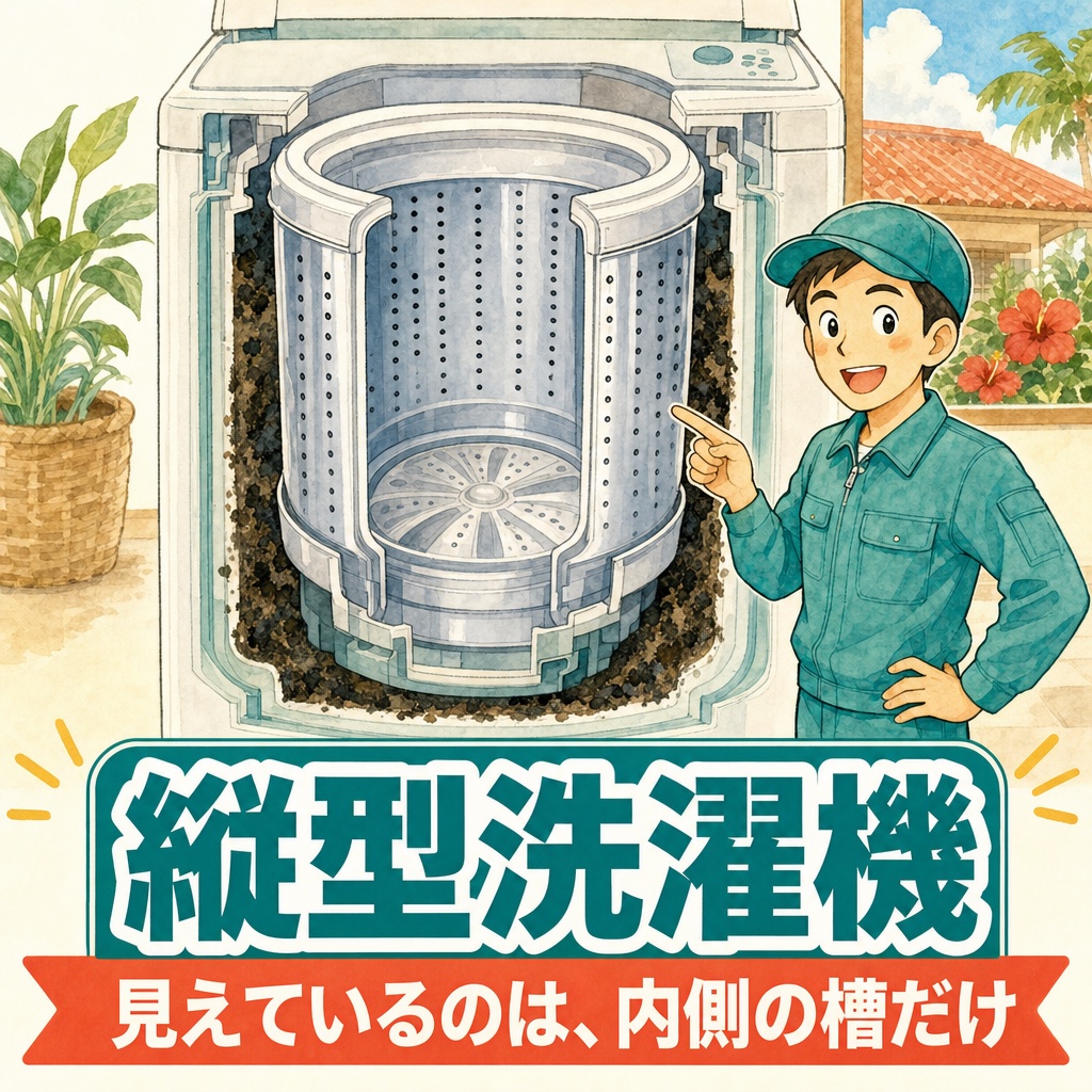 縦型洗濯機の二重構造と洗濯槽クリーニングの必要性を解説(住まい119・沖縄)