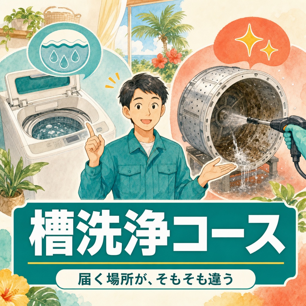 洗濯機の槽洗浄コースとプロの分解洗浄の違いを解説(住まい119・沖縄)