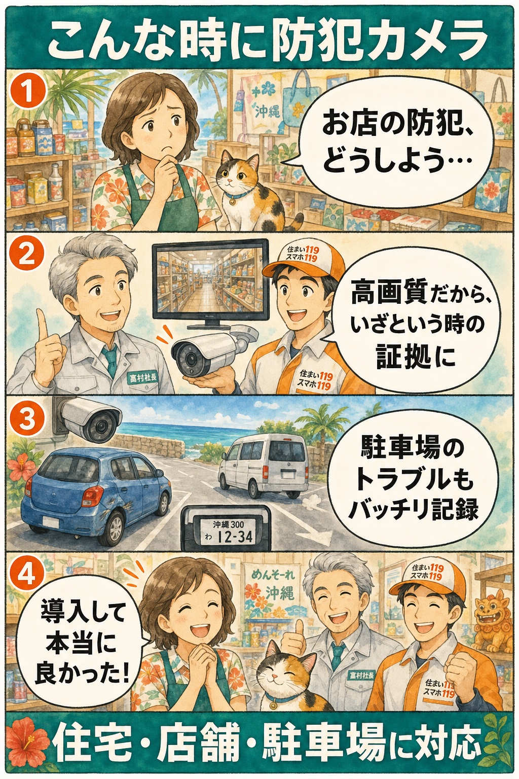 こんな時に防犯カメラ：店舗の防犯対策→高画質で証拠に→駐車場のトラブルも記録→導入して良かった（住まい119 防犯カメラ事業部）