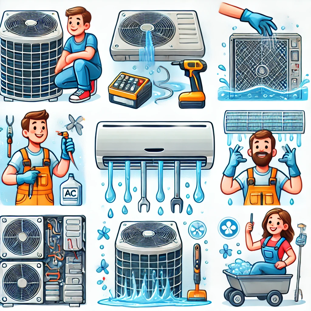 DALL·E-2024-09-20-19.20.29-A-set-of-10-images-related-to-air-conditioner-cleaning-services-in-a-new-style.-These-images-should-include_-1-an-air-conditioner-being-cleaned-with- エアコンの汚れ見逃していませんか？沖縄全域対応の「住まい119」がお得なキャンペーン実施中！